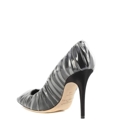 Shop Jimmy Choo X Off-white Anne 100 Satin Pumps In Black