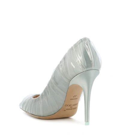 Shop Jimmy Choo X Off-white Anne 100 Satin Pumps In Blue