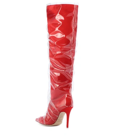 Shop Jimmy Choo X Off-white Elisabeth 100 Satin Boots In Red