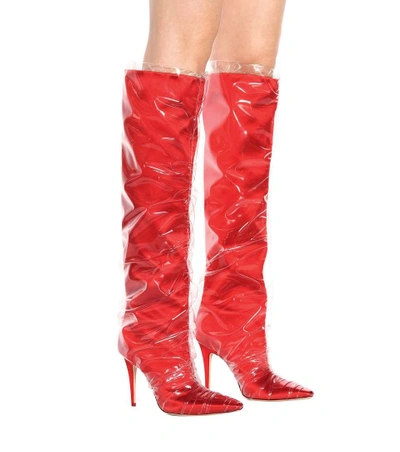 Shop Jimmy Choo X Off-white Elisabeth 100 Satin Boots In Red