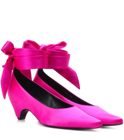 Shop Stella Mccartney Bow-tied Satin Pumps In Pink