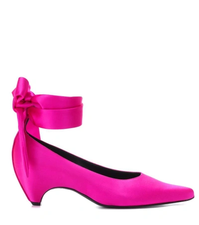 Shop Stella Mccartney Bow-tied Satin Pumps In Pink