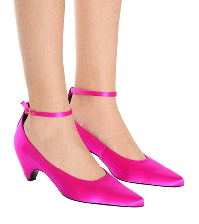 Shop Stella Mccartney Bow-tied Satin Pumps In Pink