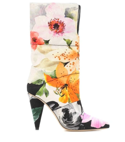 Shop Jimmy Choo X Off-white Sara 100 Floral Jacquard Boots In Multicoloured
