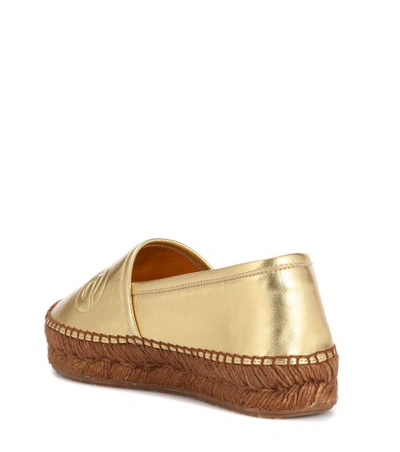 Shop Dolce & Gabbana Metallic Leather Espadrilles In Gold