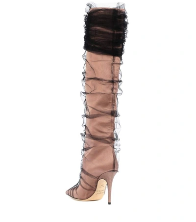 Shop Jimmy Choo X Off-white Elisabeth 100 Tulle And Satin Boots In Pink