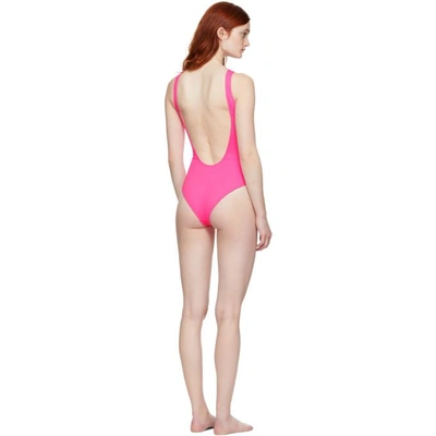 Shop Msgm Pink Logo Swimsuit In 15 Pink