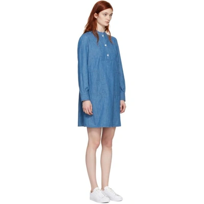 Shop A.p.c. Indigo Saffron Dress In Indigo Dela