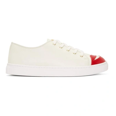 Shop Charlotte Olympia White Kiss Me Sneakers In 102 Off Whi