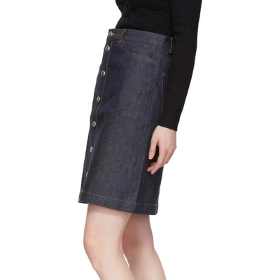 Shop A.p.c. Indigo Theresa Button-up Skirt