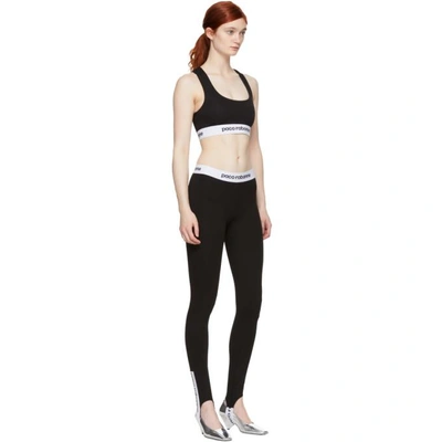 Shop Paco Rabanne Black Elasticized Logo Sports Bra In 001 Black