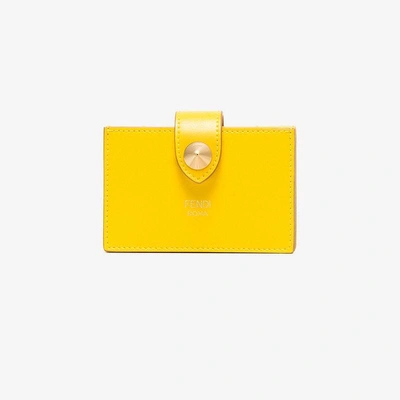 Shop Fendi Yellow Compact Leather Wallet In Yellow&orange