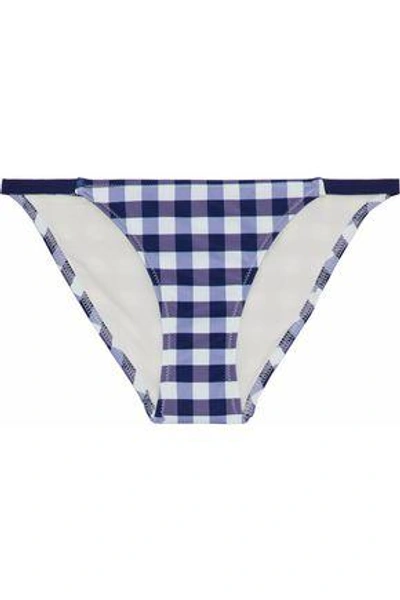 Shop Solid & Striped Gingham Low-rise Bikini Briefs In Violet