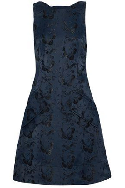 Shop Antonio Berardi Woman Sateen-jacquard Dress Navy