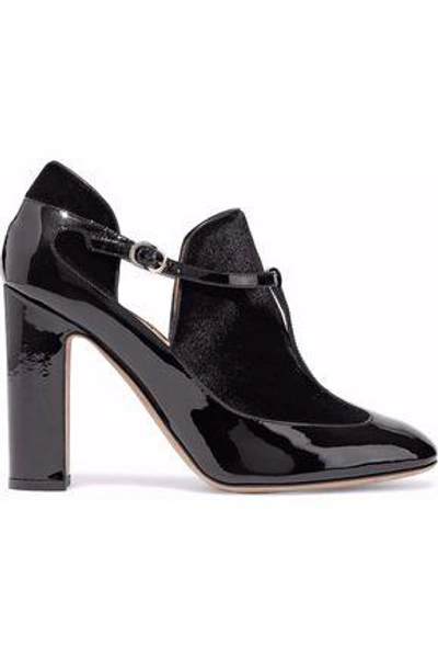 Shop Valentino Patent-leather And Velvet Pumps In Black