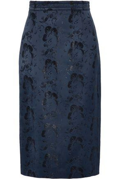 Shop Antonio Berardi Woman Satin-jacquard Skirt Navy
