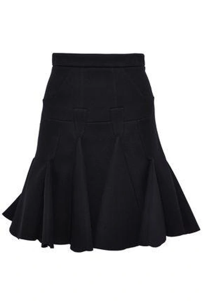 Shop Antonio Berardi Woman Fluted Modal-neoprene Mini Skirt Black