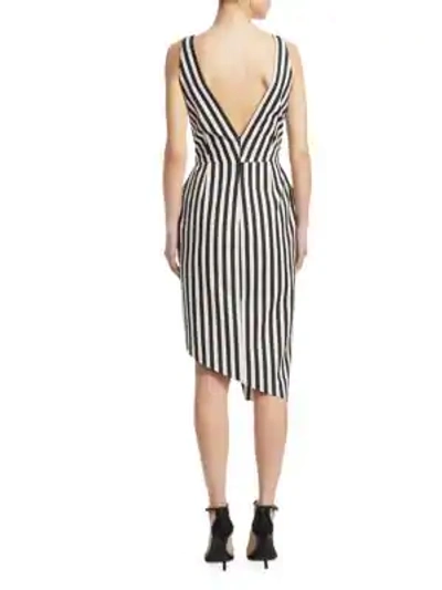 Shop Altuzarra Marceau Striped Asymmetrical Dress In Black-white