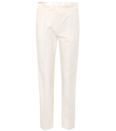 Shop Moncler Cotton Cropped Trousers In White