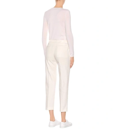 Shop Moncler Cotton Cropped Trousers In White