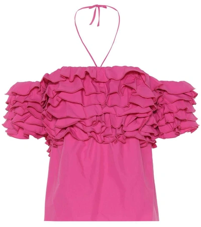 Shop Rosie Assoulin Cha Cha Ruffled Top In Pink