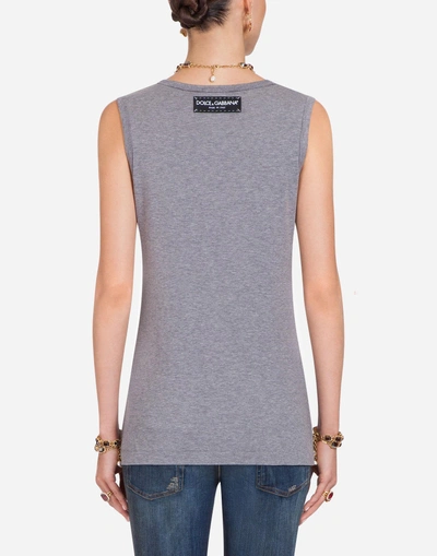 Shop Dolce & Gabbana Printed Cotton Sleeveless T-shirt In Multicolor