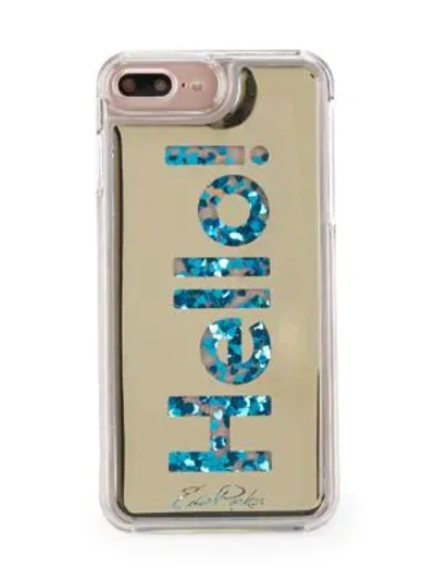 Shop Edie Parker Hello Floating Iphone 6 Plus/6s Plus/7 Plus Case In Gold Blue