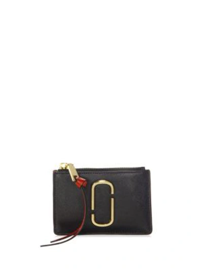 Shop Marc Jacobs Snapshot Standard Small Leather Zip Around Wallet In Black Chianti