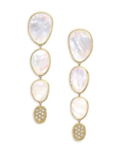 Shop Marco Bicego Lunaria White Mother-of-pearl & 18k Yellow Gold Drop Earrings