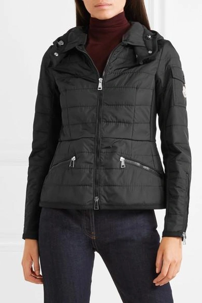 Shop Moncler Belted Quilted Shell Jacket In Black