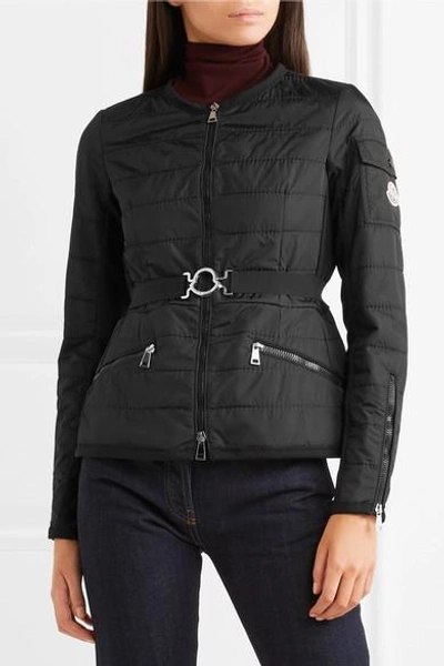 Shop Moncler Belted Quilted Shell Jacket In Black