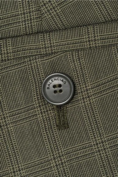 Shop Balenciaga Le Monsieur Checked Wool And Mohair-blend Straight-leg Pants In Army Green