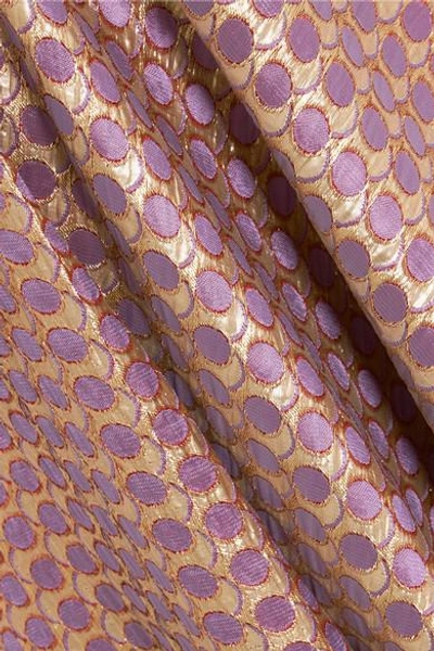 Shop Reem Acra Metallic Jacquard Gown In Lilac