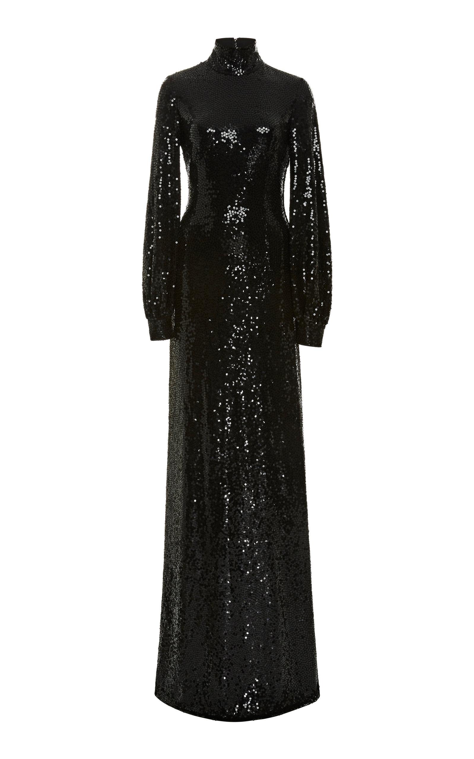 Michael Kors Sequin Turtleneck Gown In Black | ModeSens