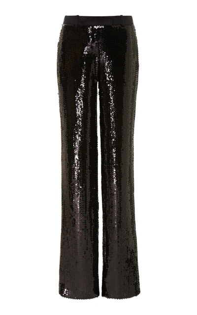 Shop Michael Kors Straight Leg Sequin Trouser In Black