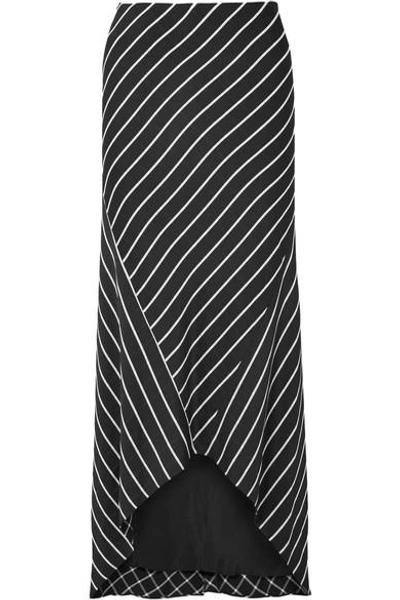 Shop Haider Ackermann Asymmetric Striped Satin Skirt In Black