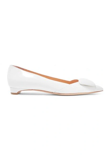 Shop Rupert Sanderson Aga Patent-leather Point-toe Flats In White