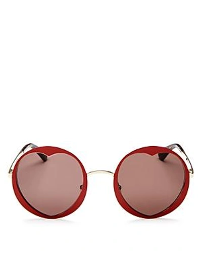 Shop Kate Spade New York Women's Rosaria Round Heart Sunglasses, 53mm In Red/gray