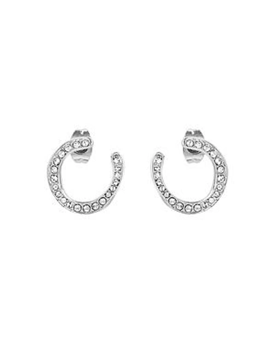 Shop Adore Organic Circle Hoop Rhinestone Earrings In Silver