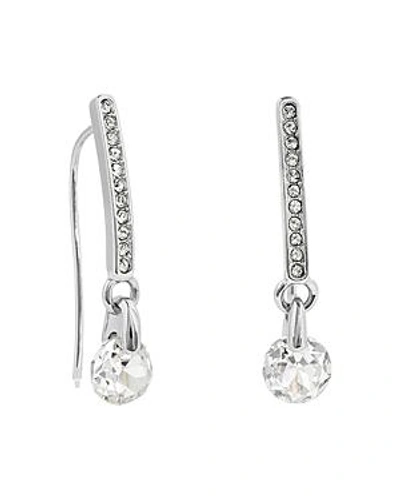 Shop Adore Linear Pave & Cubic Zirconia Drop Earrings In Silver