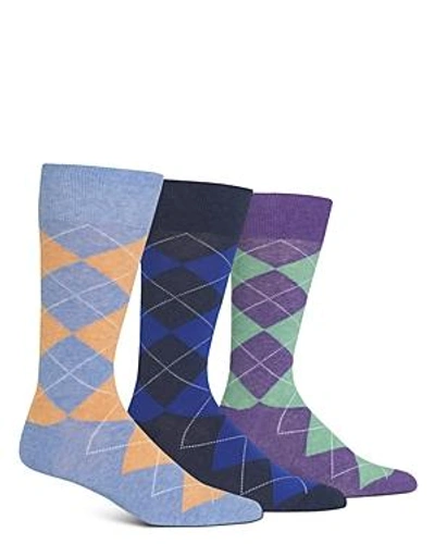 Shop Polo Ralph Lauren Argyle Socks, Pack Of 3 In Blue Multi/purple