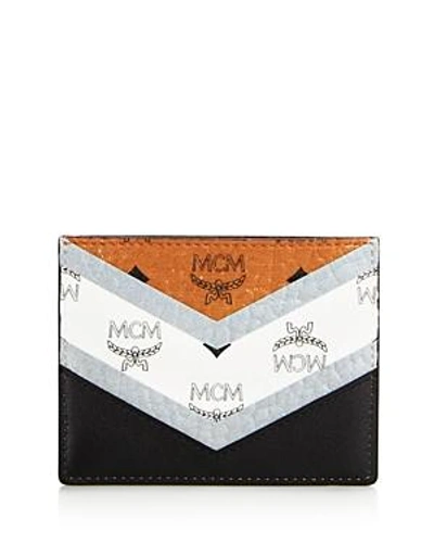 Shop Mcm Chevron Visetos Card Case - 100% Exclusive In Cognac
