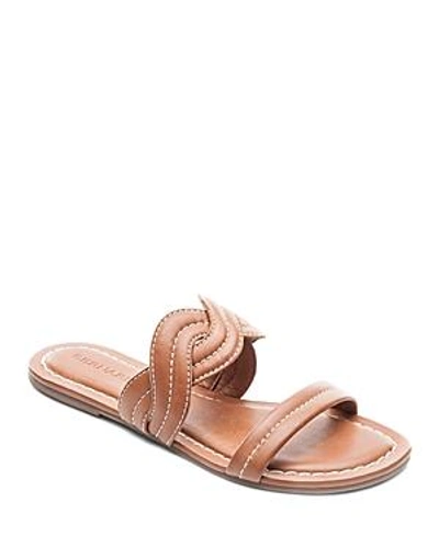 Shop Bernardo Women's Leather Double Strap Slide Sandals In Luggage