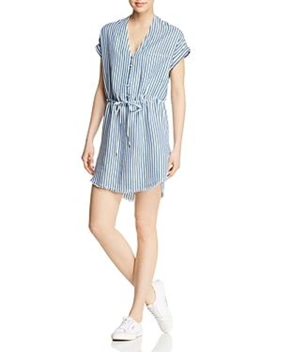 Shop Paige Haidee Striped Drawstring Dress In White / Blue Bell Stripe