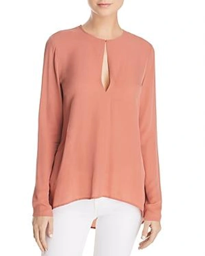 Shop Theory Silk Keyhole Tunic In Pink Russet