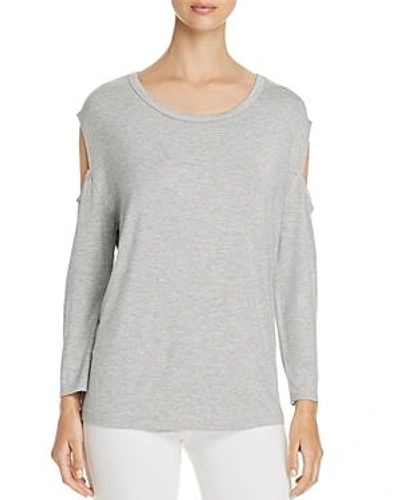 Shop Alison Andrews Sleeve-cutout Top In Gray Heather