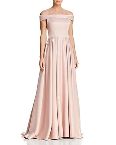 Shop Mac Duggal Off-the-shoulder Gown In Blush