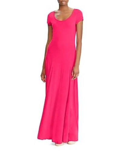 Shop Ralph Lauren Lauren  Cap Sleeve Maxi Dress In Pink