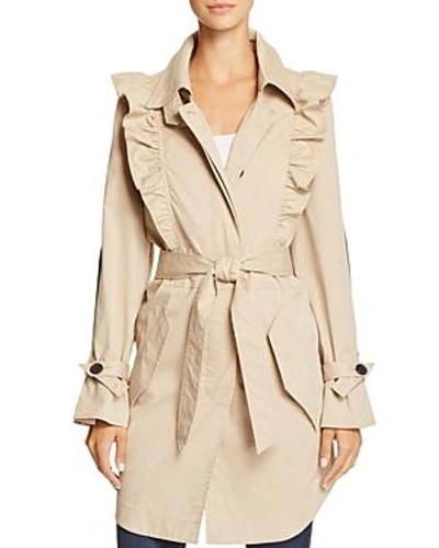 Shop Joie Gila Ruffled Trench Coat In Light Sand