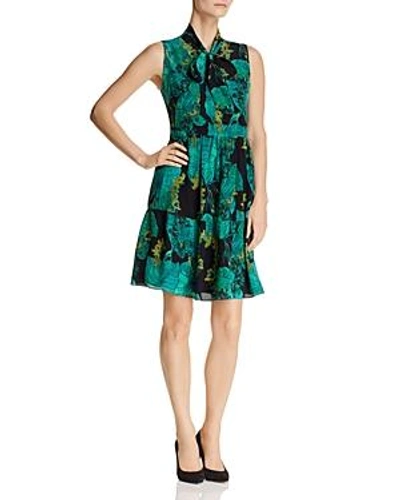Shop Kobi Halperin Rosie Tie-neck Ruffle Dress In Seagreen Multi